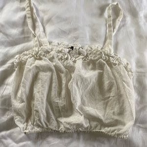 White cropped floral tank